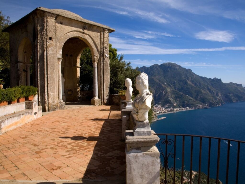 Infinity Terrace at Villa Cimbrone with panoramic views of the Amalfi Coast