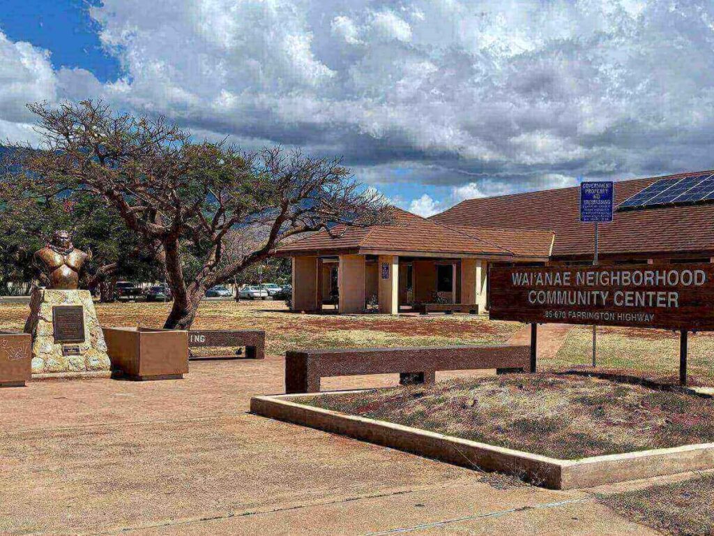 Residential neighborhood in Waianae on Oahu’s west side near the coastline