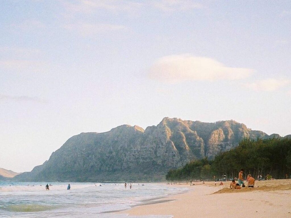 Calm summer water at Makaha Beach in Waianae, Oahu