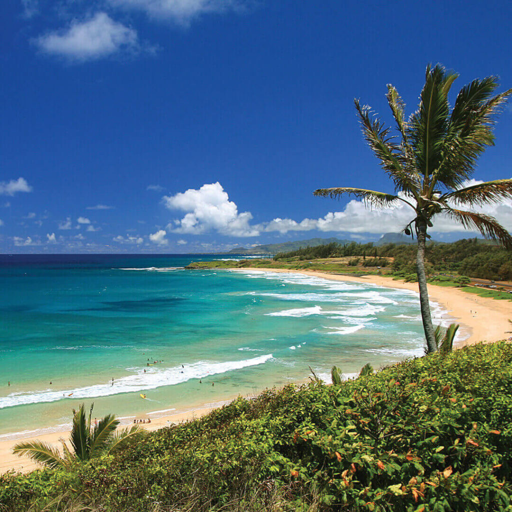 Waves and open shoreline at White Plains Beach Kapolei
