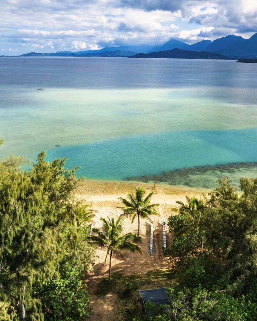 Open shoreline and waves at White Plains Beach in Kapolei
