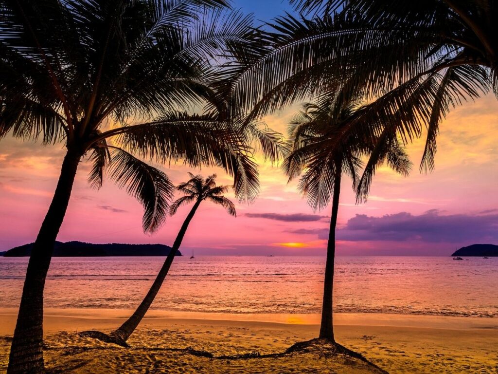 Sunset over a quiet coastal town