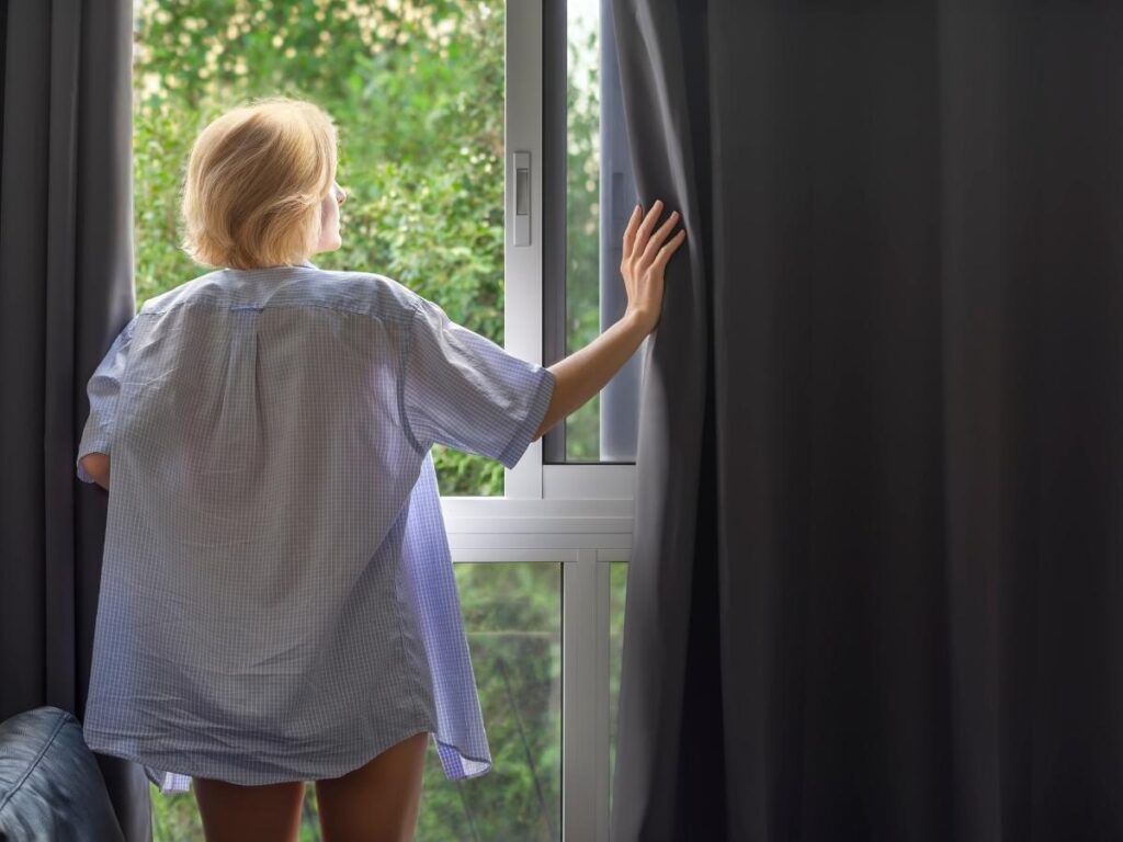 Hotel blackout curtains.
