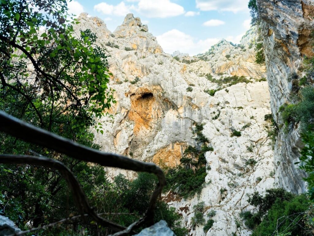 Gorropu Gorge with towering limestone walls