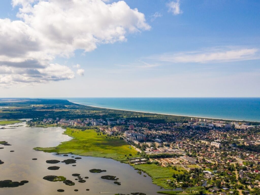 Liepāja with a blue Baltic Sea horizon