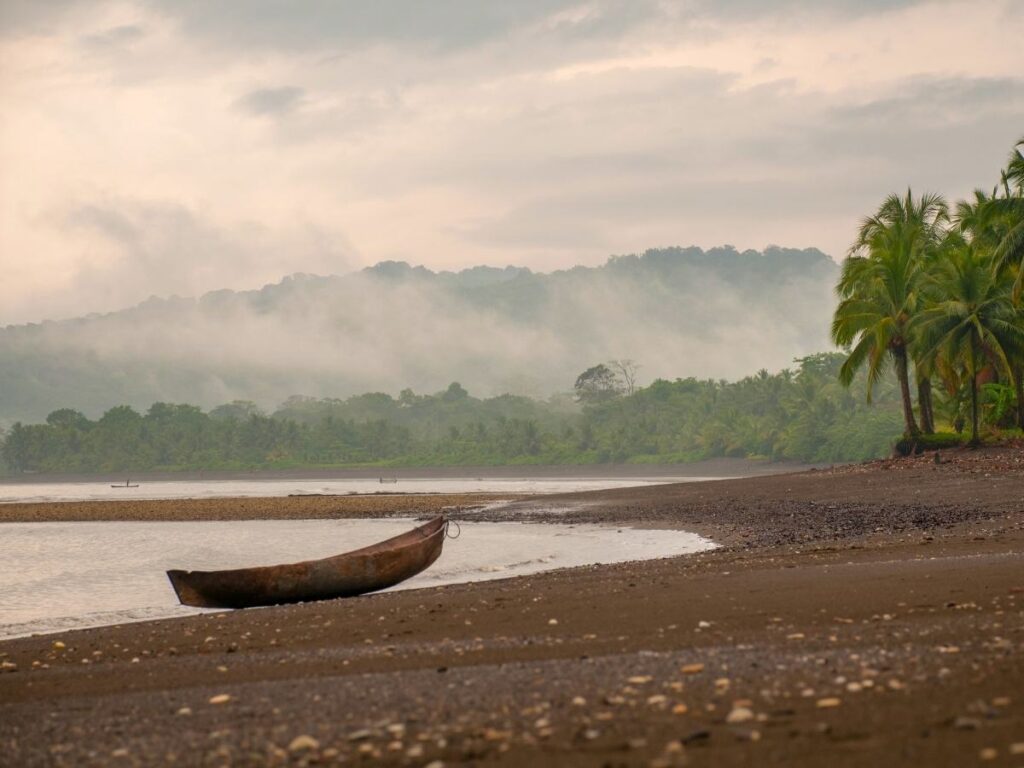 Jungle-clad cliffs meeting the ocean on Colombia’s Pacific Coast