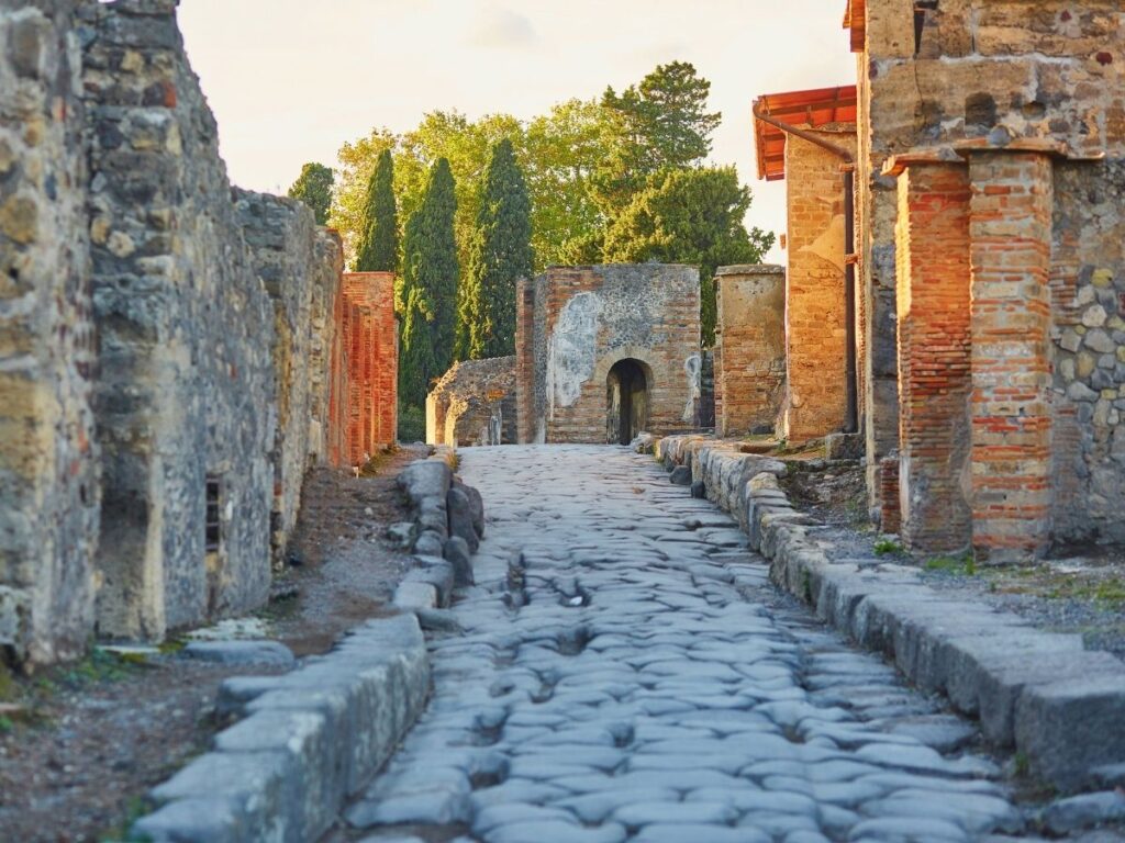 exploring Pompeii ruins