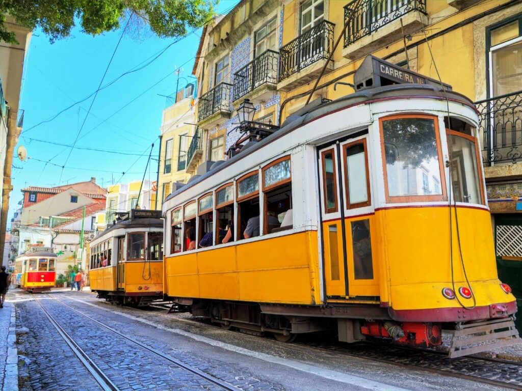 Yellow tram in Lisbon, Portugal, a popular solo travel destination