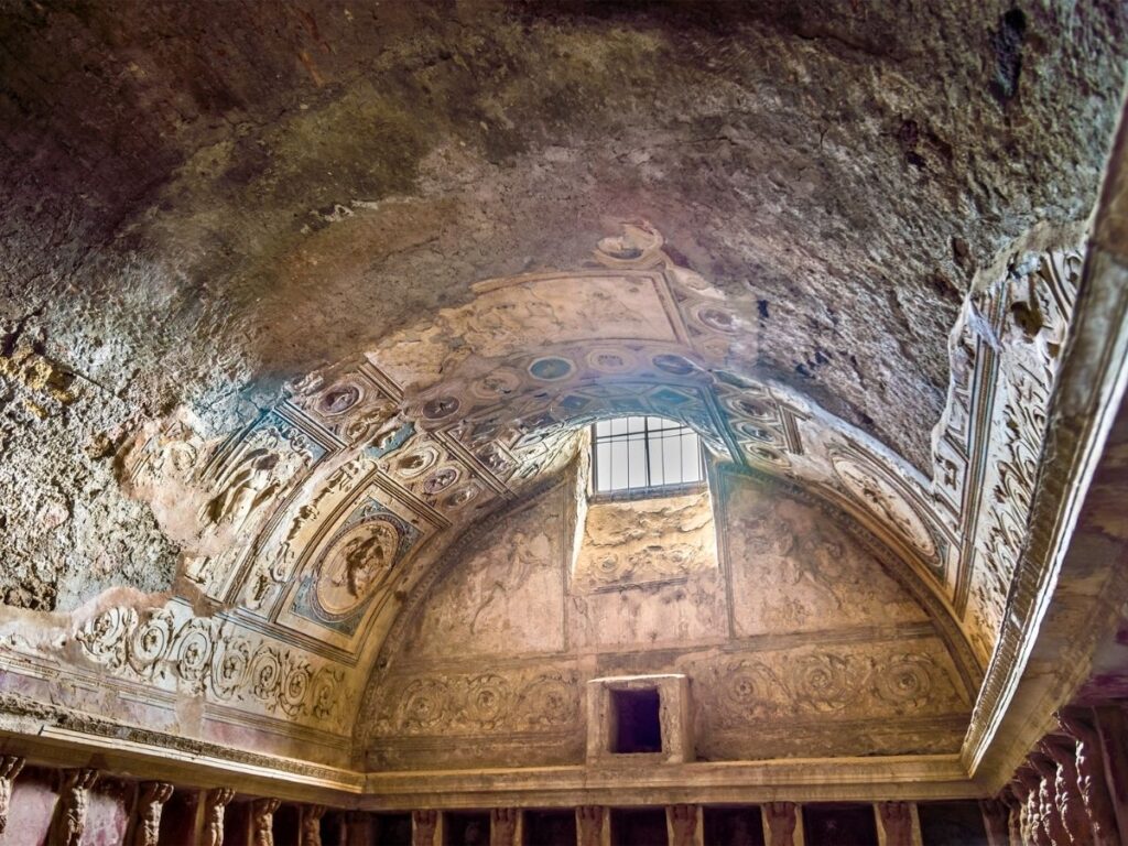 Interior of the Stabian Baths in Pompeii with hypocaust heating system.