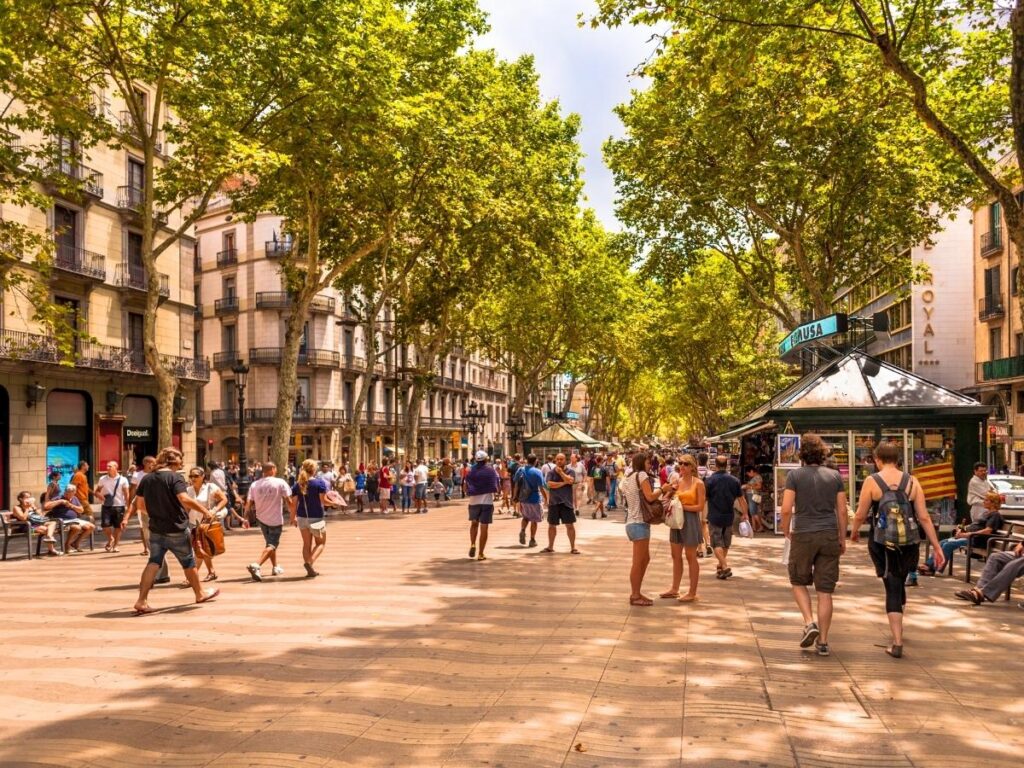 Busy Barcelona street.