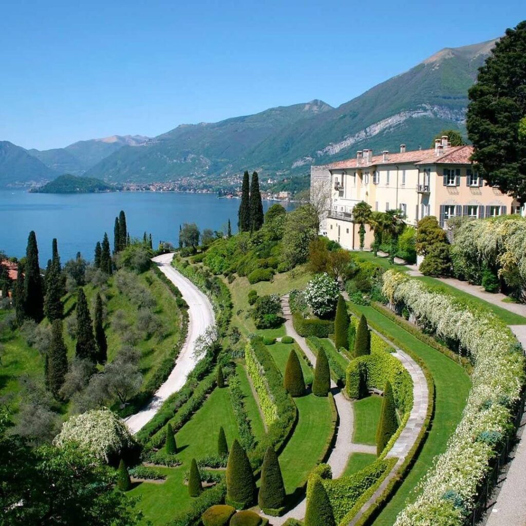 Panoramic view of Lake Como from Villa Serbelloni Park in Bellagio