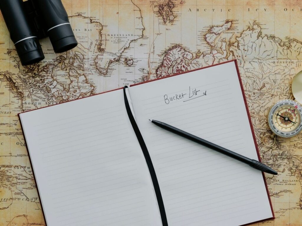 Planning a weekend trip with a handwritten bucket list