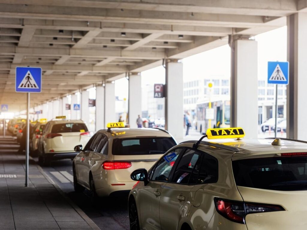 Official taxi stand at airport to avoid tourist overcharging