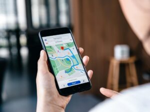 Smartphone screen showing Google Maps