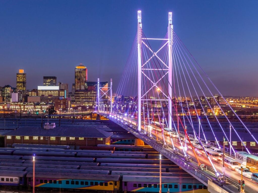 Bridge lit up in Johannesburg