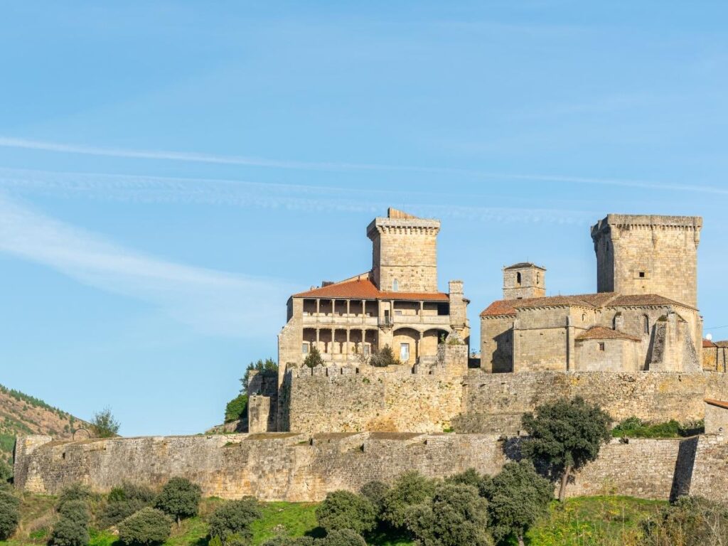 Medieval castle perched on a hill in the Monferrato countryside