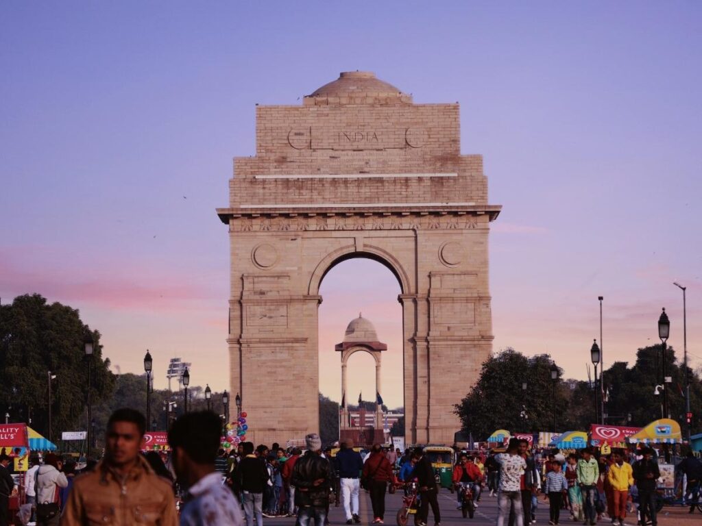 Crowded street in Old Delhi near India Gate