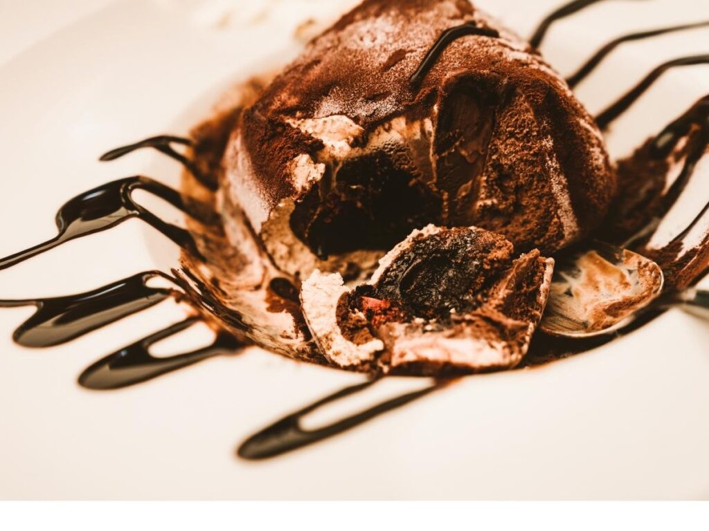 Classic tartufo gelato dessert with molten chocolate center served in Pizzo, Calabria