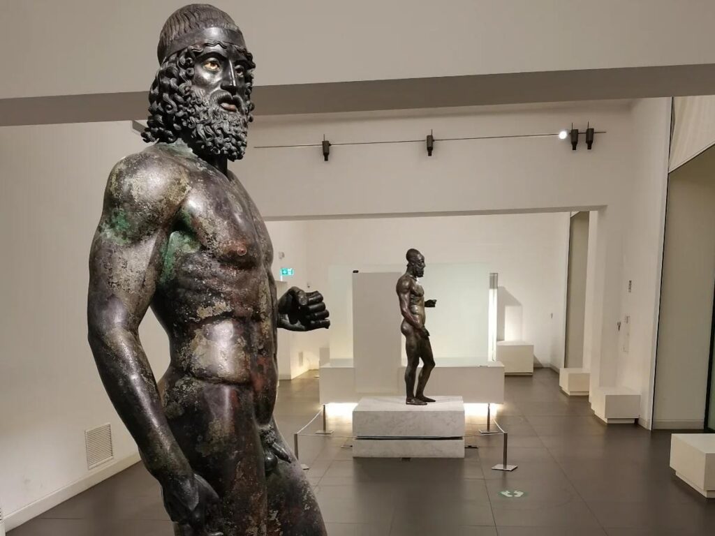 The Riace Bronzes displayed in Museo Nazionale della Magna Grecia, Reggio Calabria.”