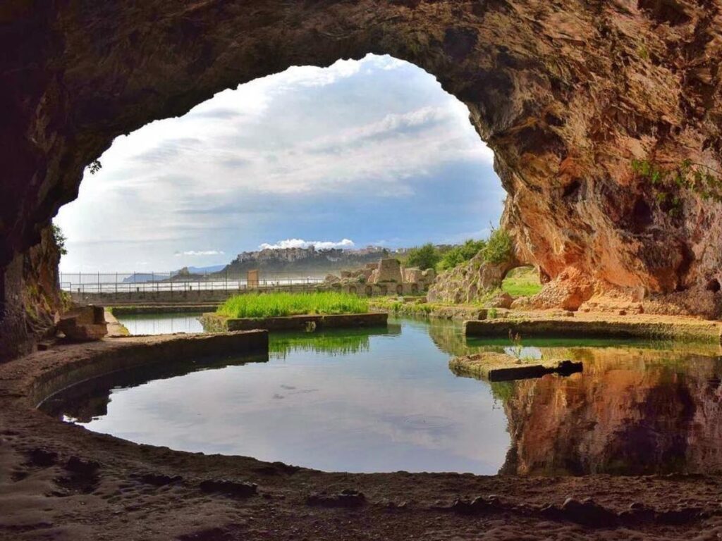 Ancient ruins inside the Grotto of Tiberius in Sperlonga"