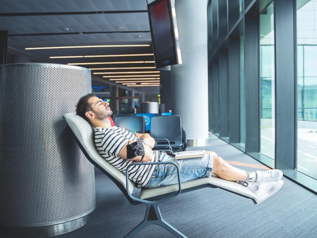 Sleeping pod at airport available for short naps and transit rest