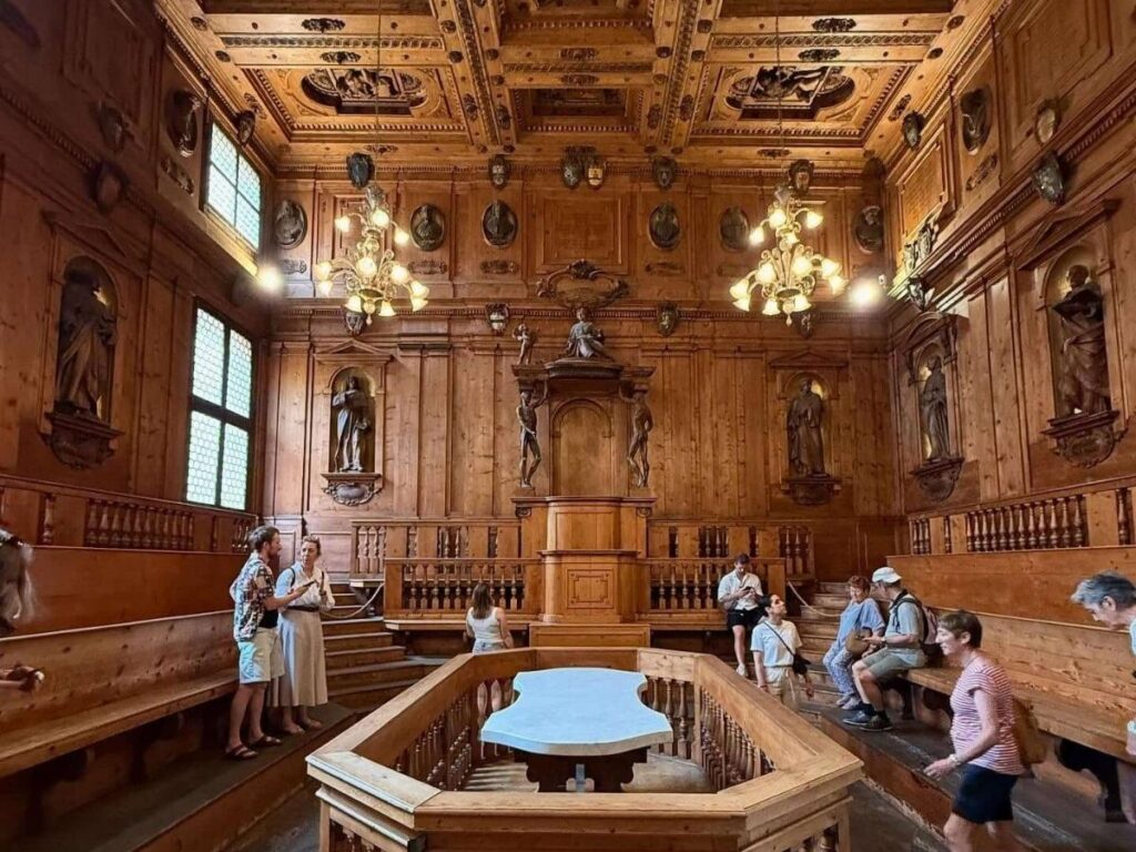Wooden Anatomical Theatre inside the Archiginnasio, Bologna”