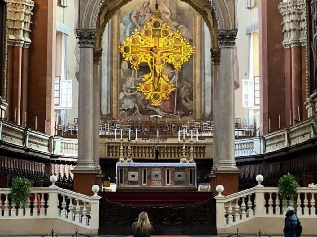 Sunlight crossing the meridian line on the floor of Basilica di San Petronio”