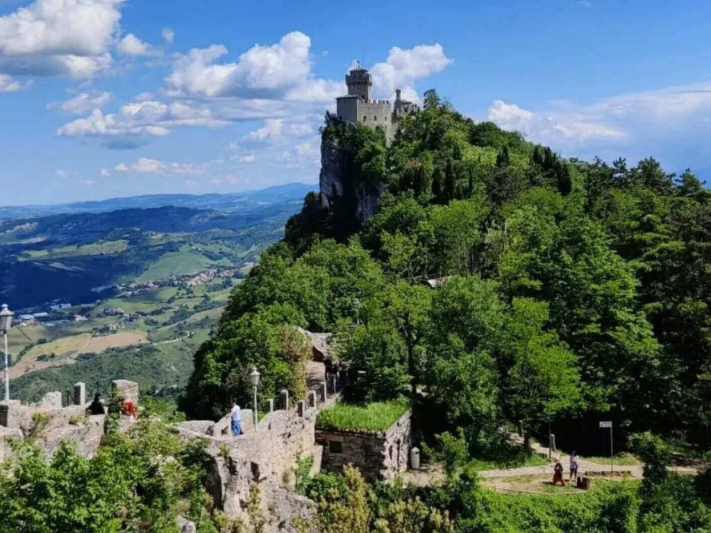 View from San Marino fortress overlooking Rimini and the Adriatic coast