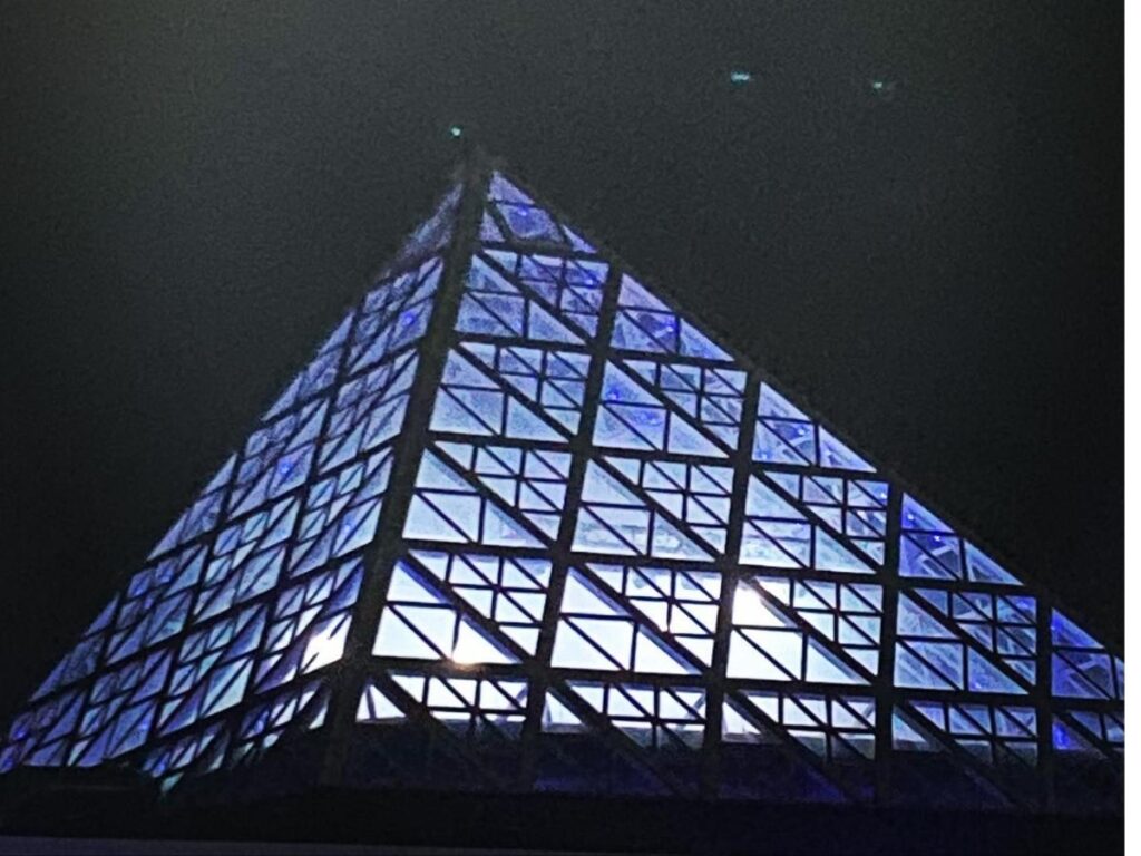 Exterior of Cocoricò nightclub in Riccione illuminated at night