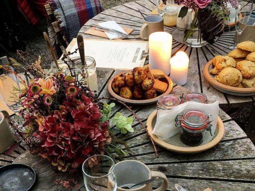 Greenhouse café and garden beds at Rosendals Trädgård on Djurgården