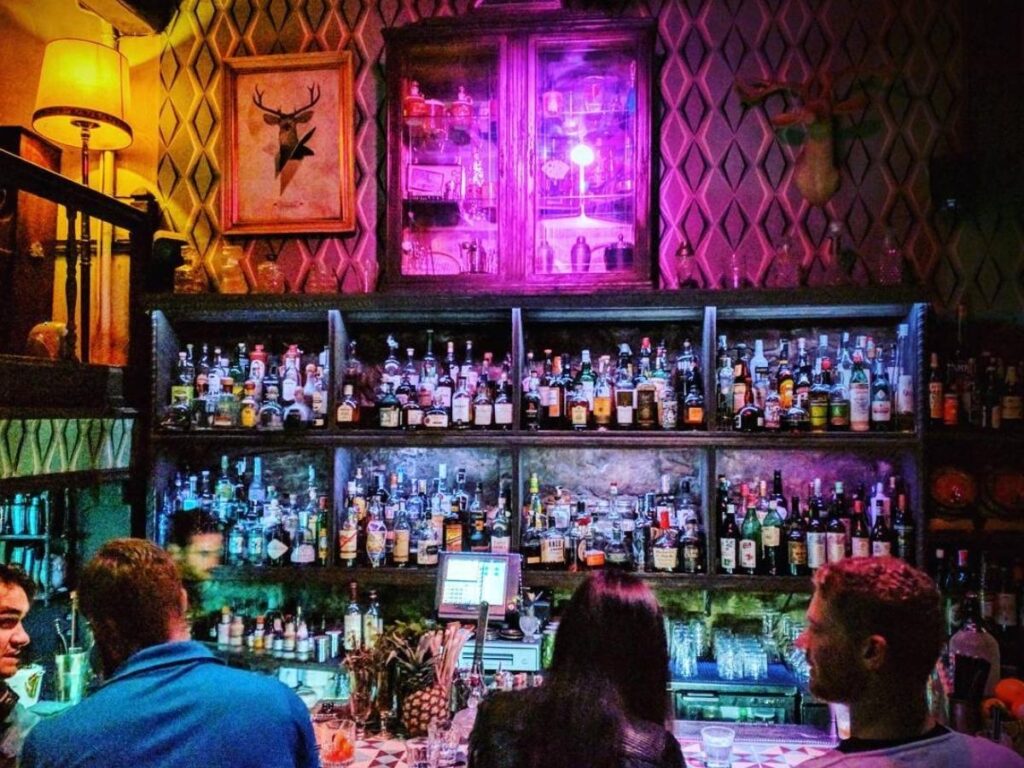 Terrace wine bar with locals in El Born