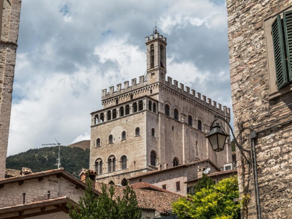 Stone towers and medieval streets of Gubbio
