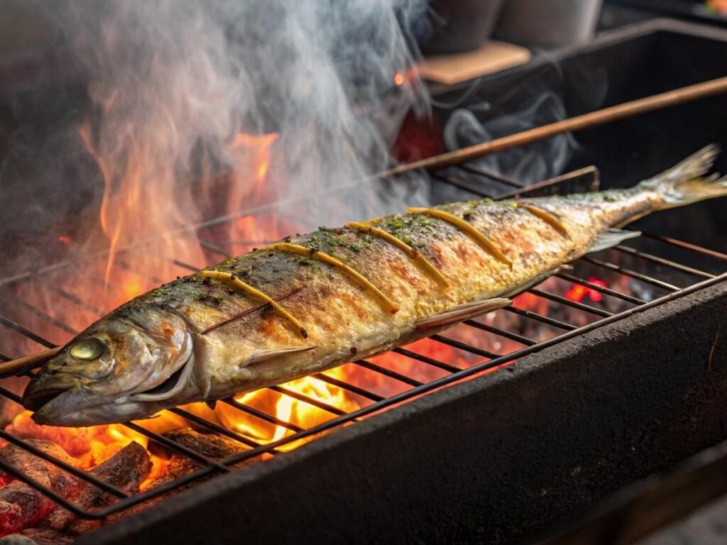 Brodetto fish stew served in a rustic bowl at a Lignano trattoria