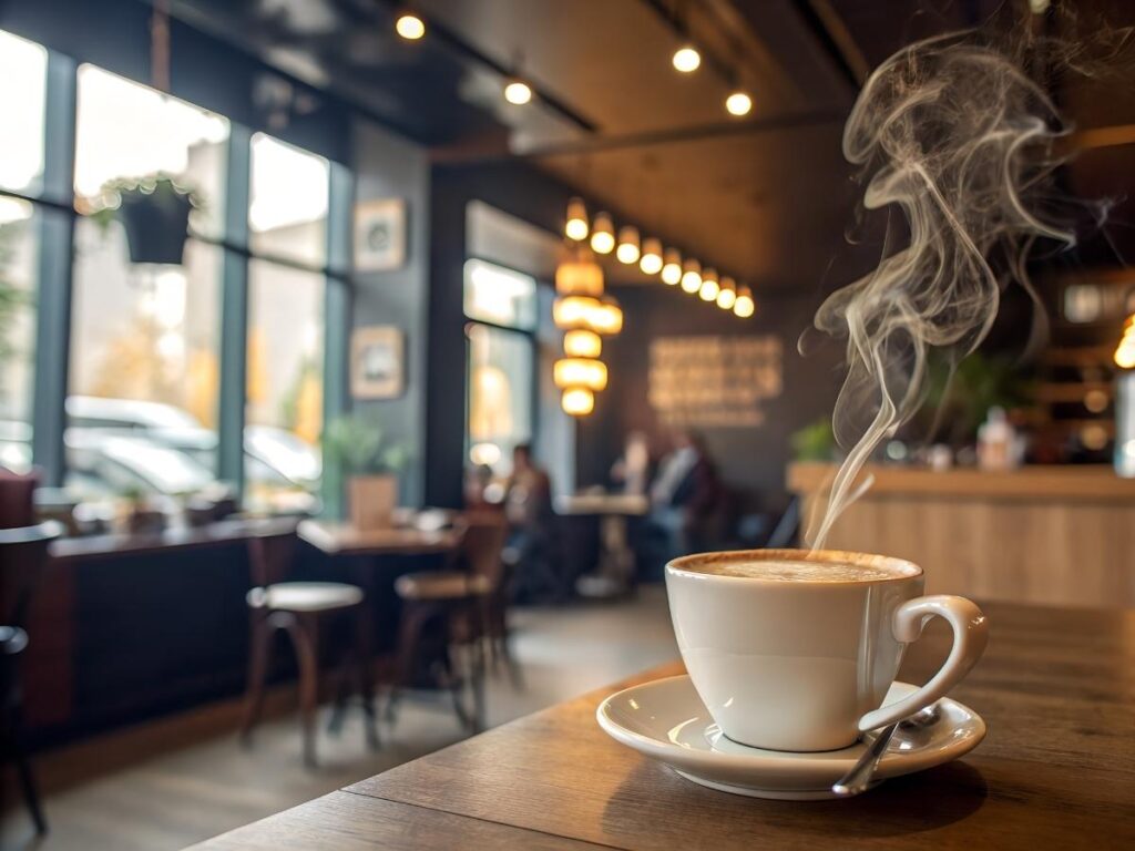 Traveler sipping coffee at a quiet café in Oaxaca