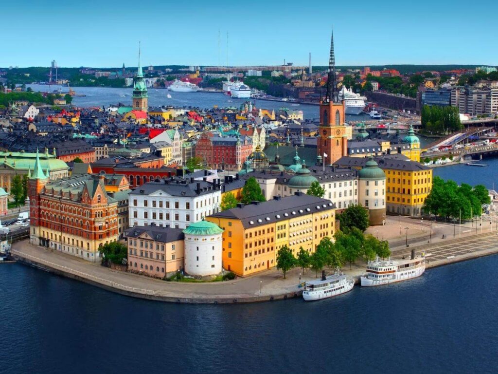 Rooftop view over Stockholm islands at sunset, perfect for a slow, wandering evening