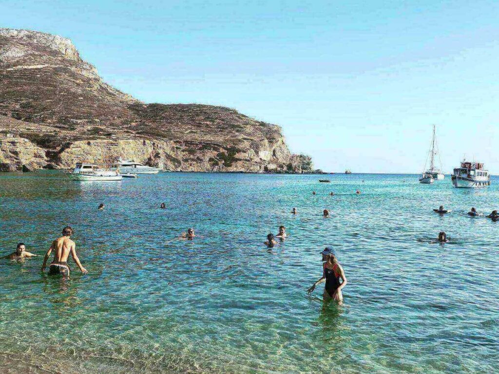 Seafront view from Blue Sand Boutique Hotel near Agali Beach, Folegandros — terrace and Aegean vista