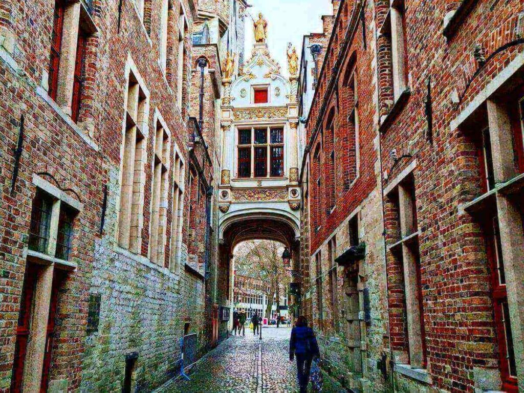 Burg Square in Bruges with the Basilica of the Holy Blood and historic buildings