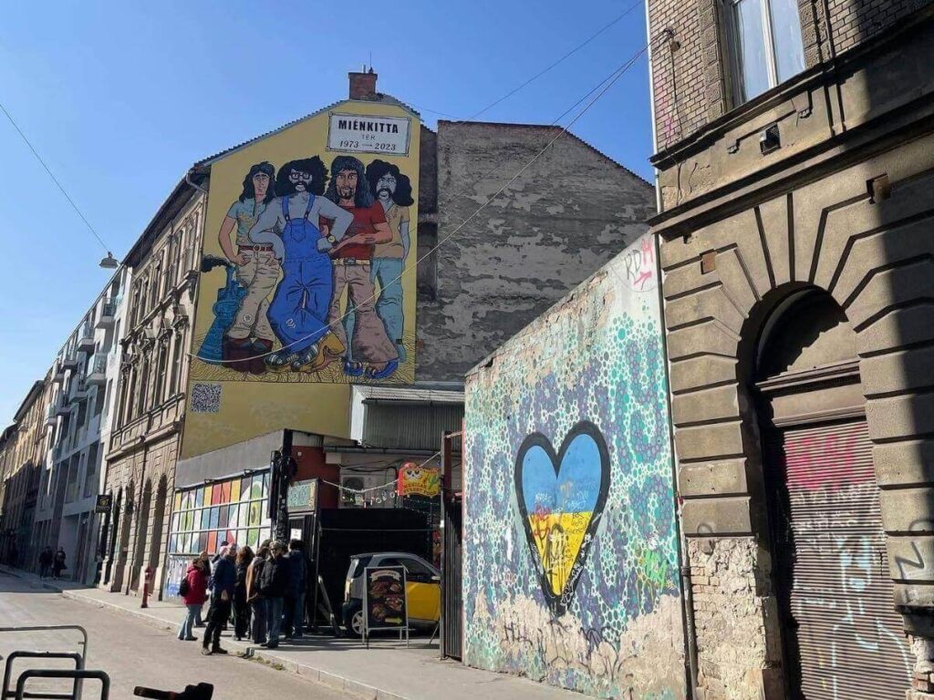 Street art, cafés, and lively atmosphere in Budapest’s Jewish Quarter