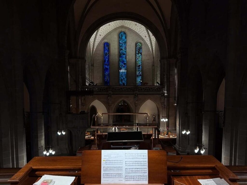 Chagall stained glass windows inside Fraumünster Church