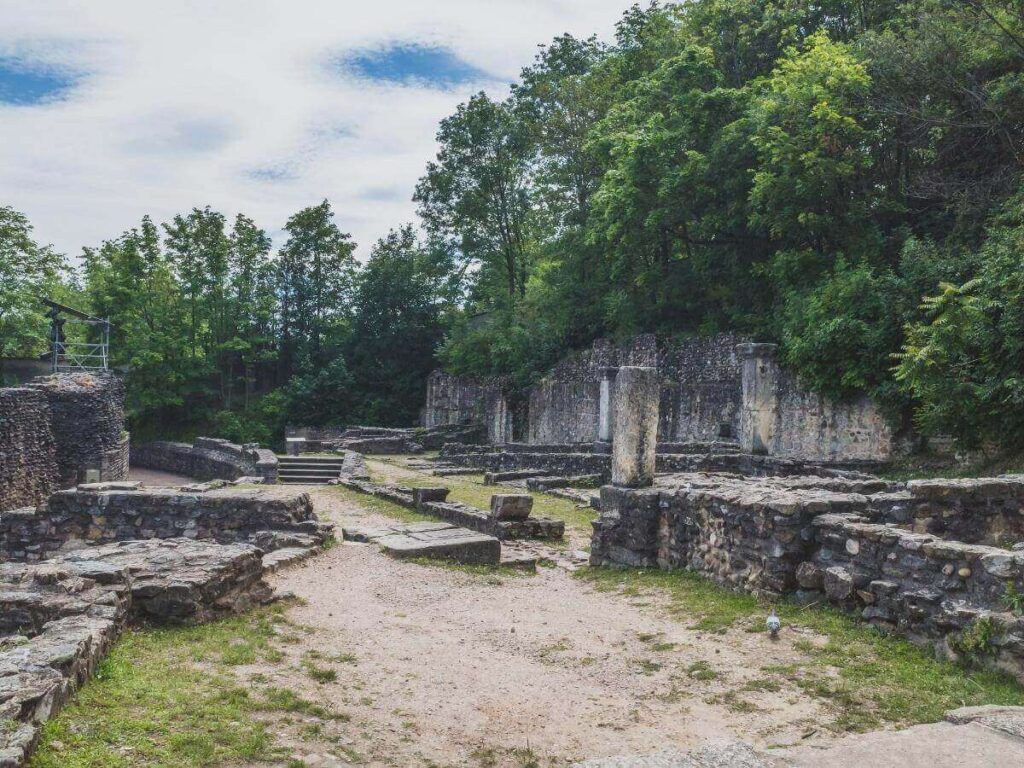 Ancient Roman amphitheatre ruins on Fourvière Hill in Lyon