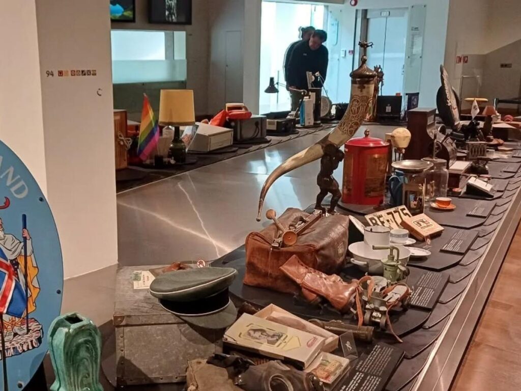 Exhibits inside the National Museum of Iceland showing Viking-era artefacts