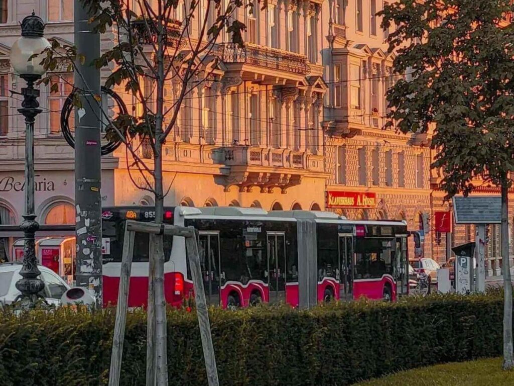 Small cafés and independent boutiques lining a quiet street in Neubau district
