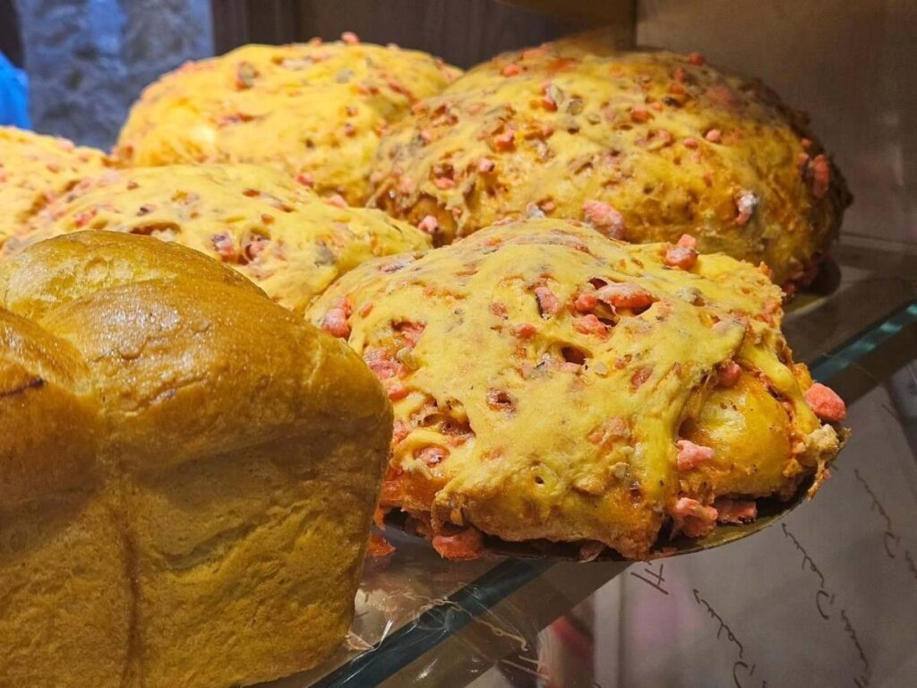 Close-up of a praluline, Lyon’s famous pink praline brioche
