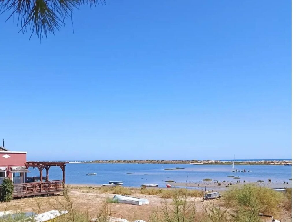 View from the Cacela Velha churchyard overlooking sandbanks and the lagoon, Ria Formosa