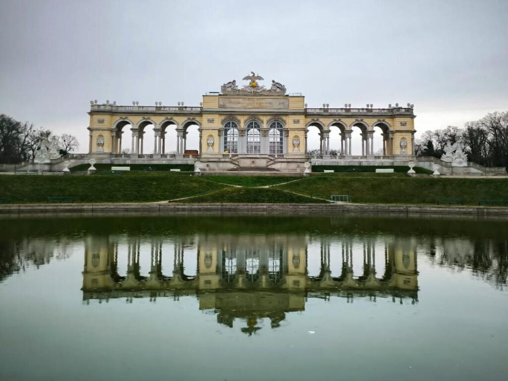 View from the Gloriette over Schönbrunn Palace gardens and terraces