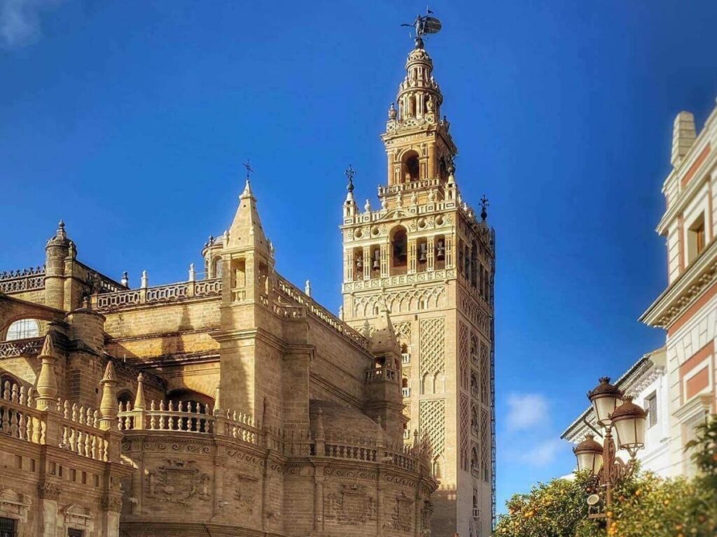 Soft morning sunlight on Seville Cathedral’s façade before the crowds arrive