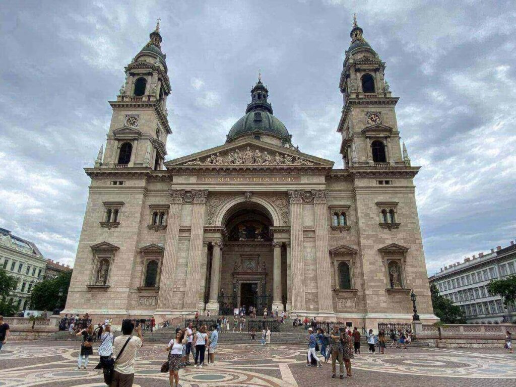Panoramic rooftop view from St. Stephen’s Basilica over central Budapest