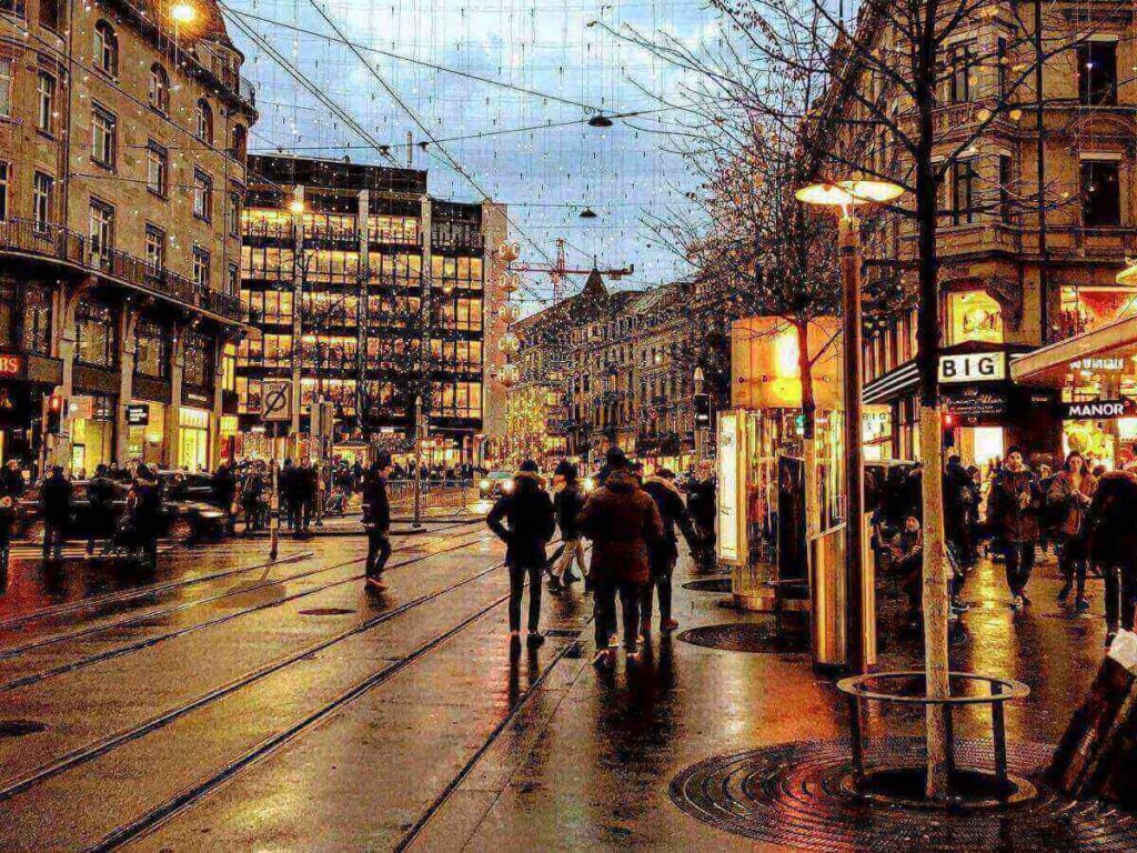 Street art and converted warehouse space in Zurich West