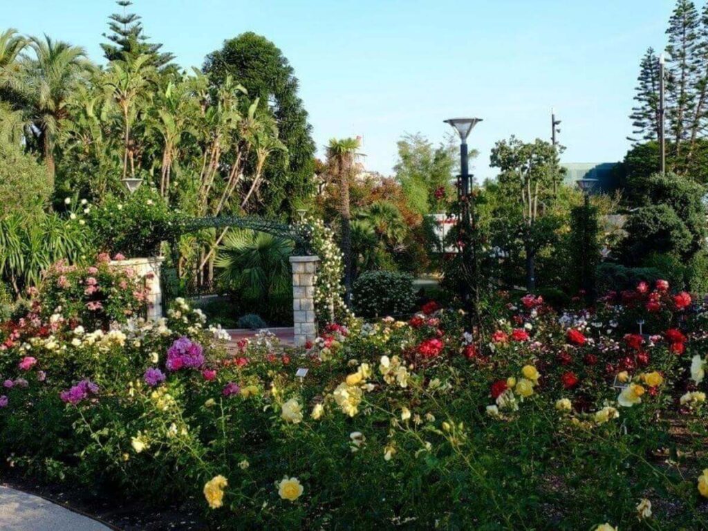 Princess Grace Rose Garden in Fontvieille with roses and walking paths