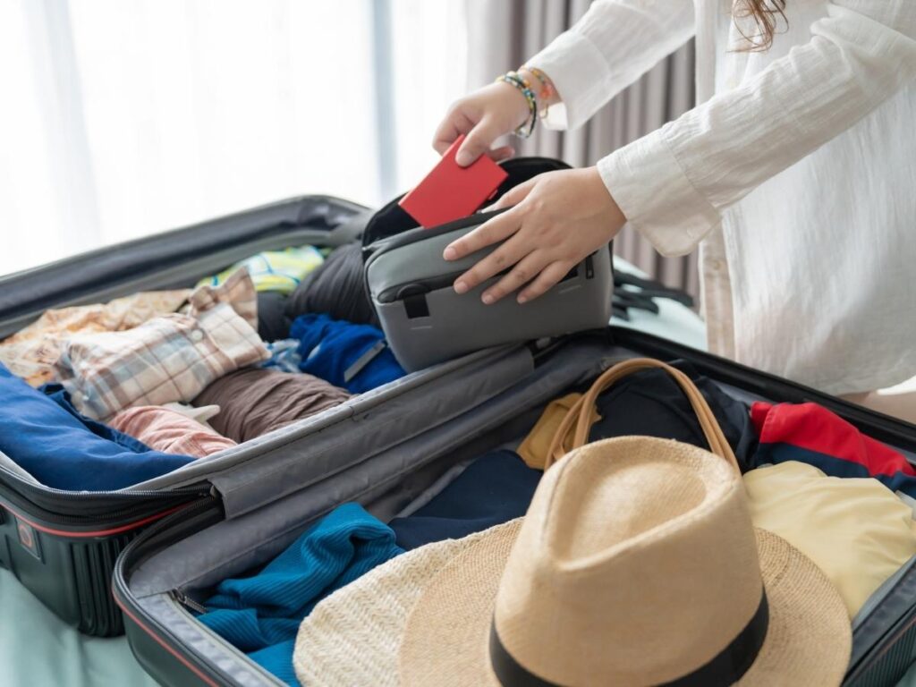 Carry-on suitcase packed with essentials for a 7-day trip